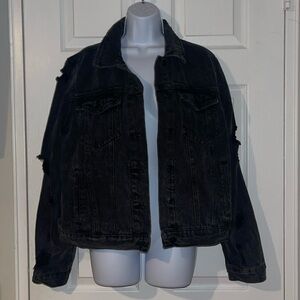 Distressed jean jacket